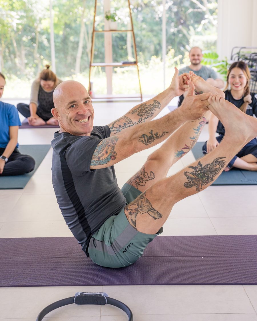 A mat laid out in the yoga sala