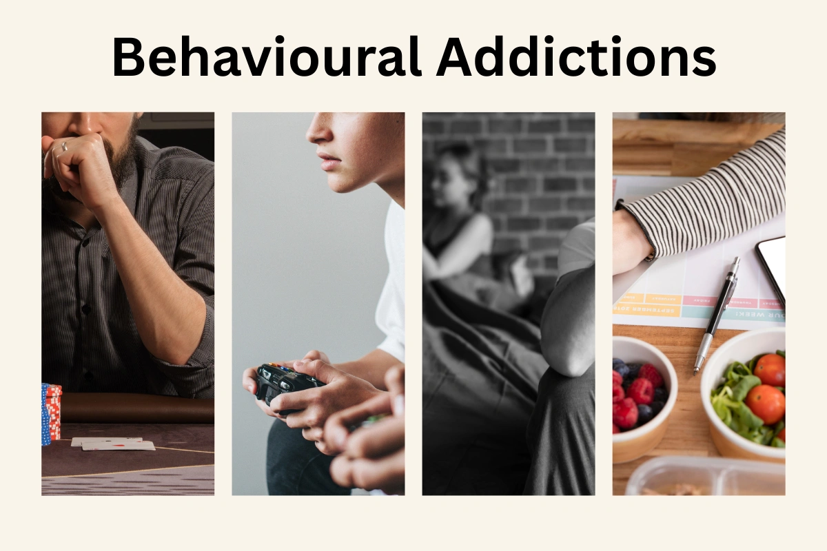 Picture that showing which behavioural addictions are recognised in DSM-5-TR and ICD-11