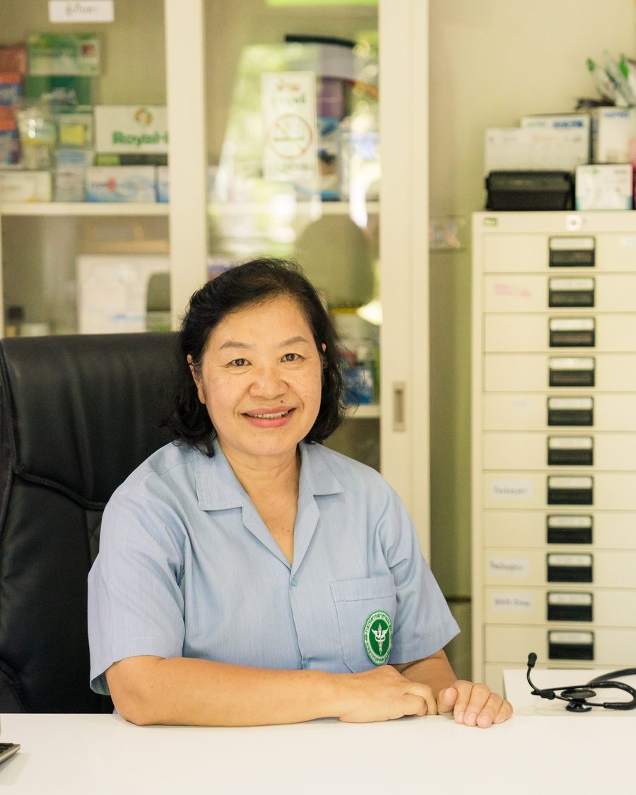 A member of the nursing team at the on-site dispensary