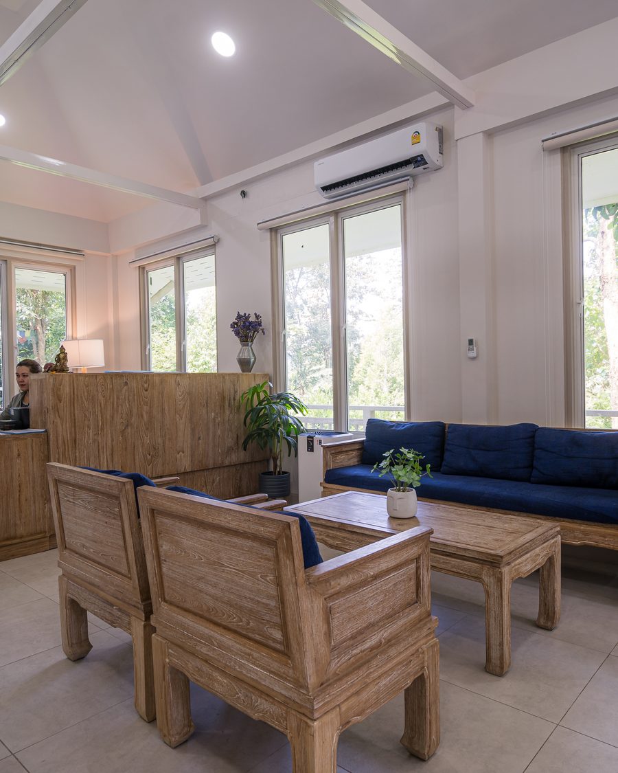 The reception lounge, where clients are met on arrival