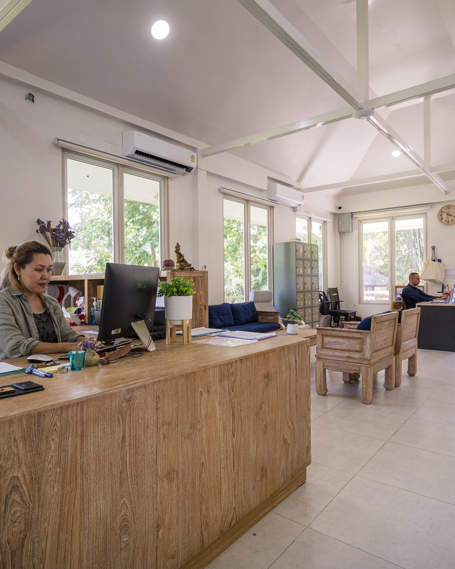 The reception building, where clients are met on arrival